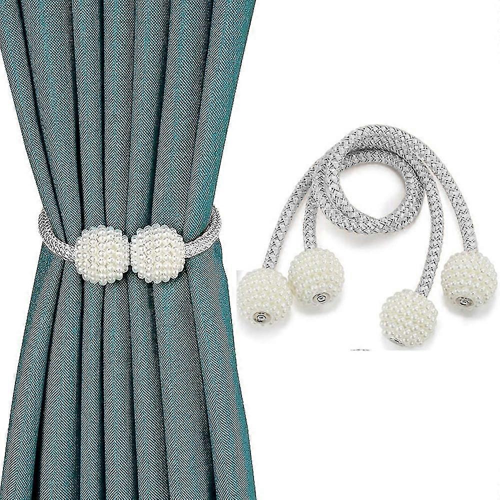 2pcs Magnetic Curtain Tiebas Clips Decorative Rope Holdbas, Drapery Tie Bas Weave Holder For Window Draperies Hold Curtains Drape Ties Bas