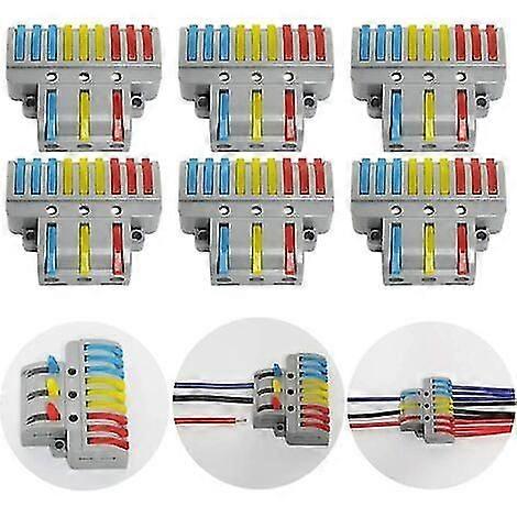 Connection Terminals, 6 Pcs Electrical Connector With Operating Lever,  Auto Electrical Connection Terminal, 3 In 9 Out, With Mounting Screws