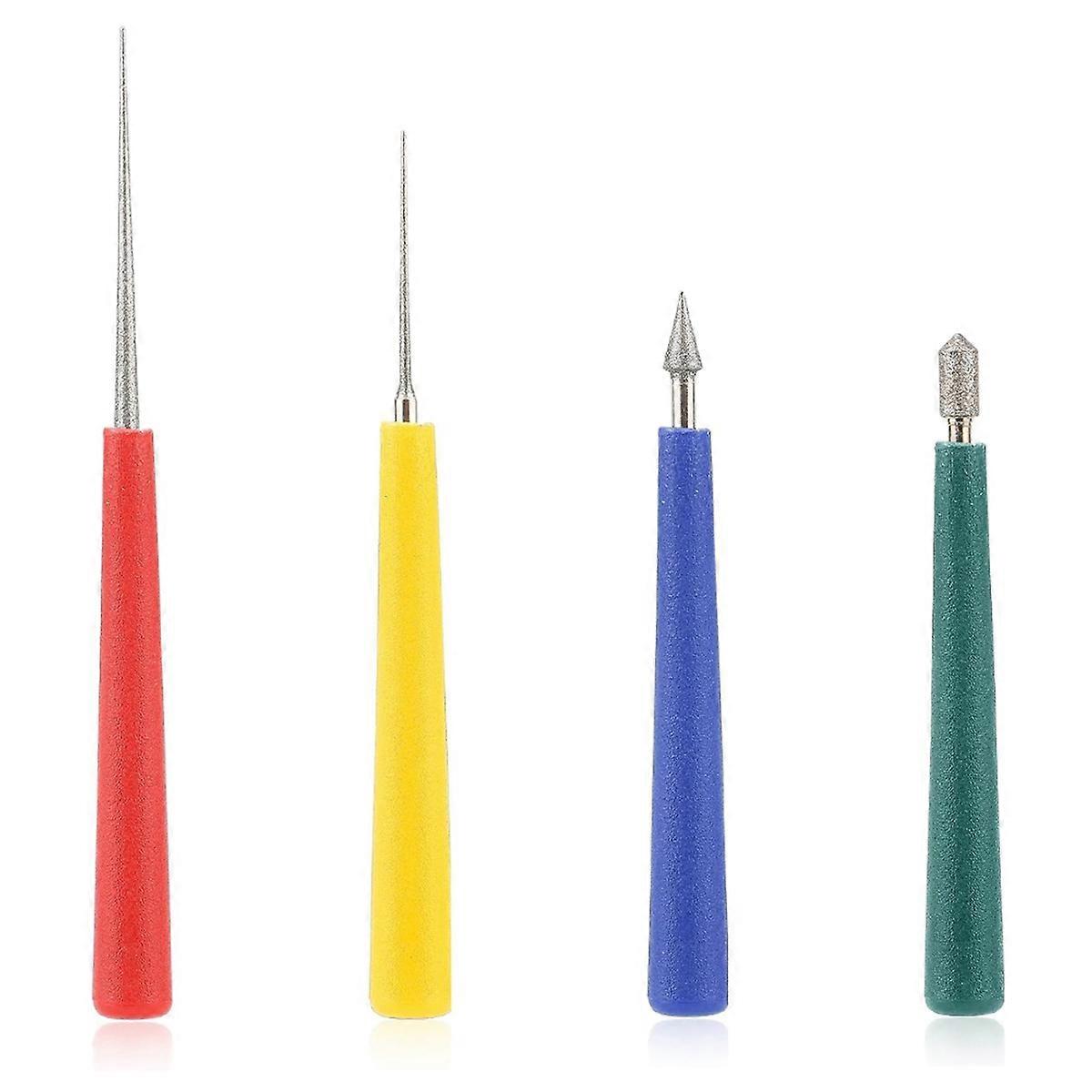 4pcs Diamond Tipped Bead Reamer, Bead Reamer Tool Set for Jewelry Making Beading Hole Enlarger Removes Burrs