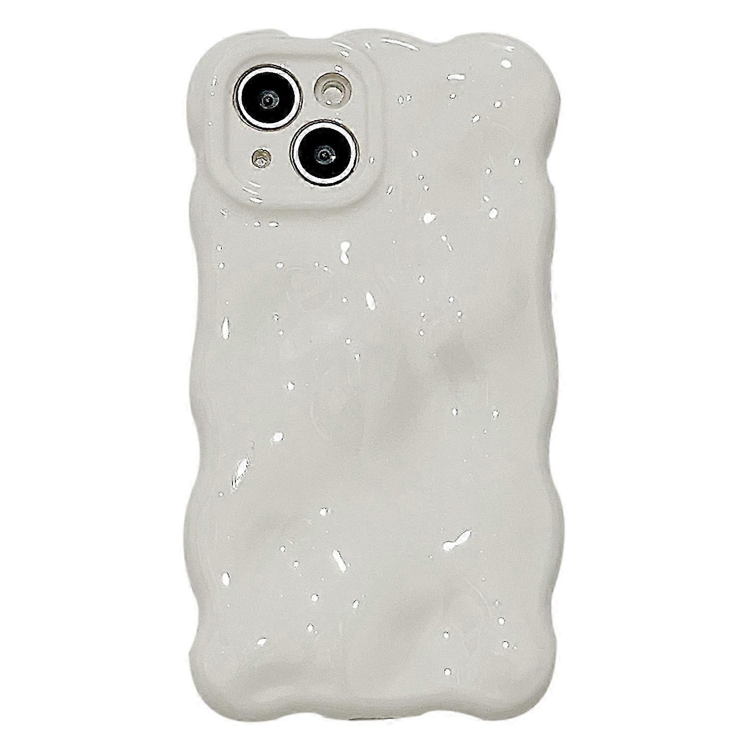For iPhone 15 Phone Case Wavy Edge Solid Color Macaron Rugged TPU Cover