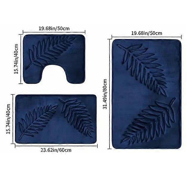 3pc Anti-slip Bath Rug Soft Non-Slip Quick Dry Bath Mat Absorbent floor mat bathroom mat Machine Washable Shower Carpet For Home