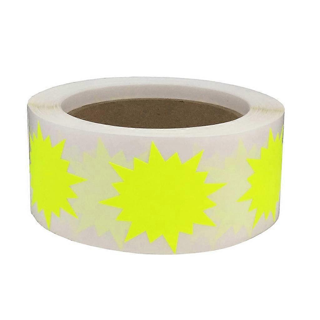 500 Pieces /Roll Color Coding Labels Sticker Exploding Shape Stickers Waterproof Removable Label for School Office Home Fluorescent Yellow