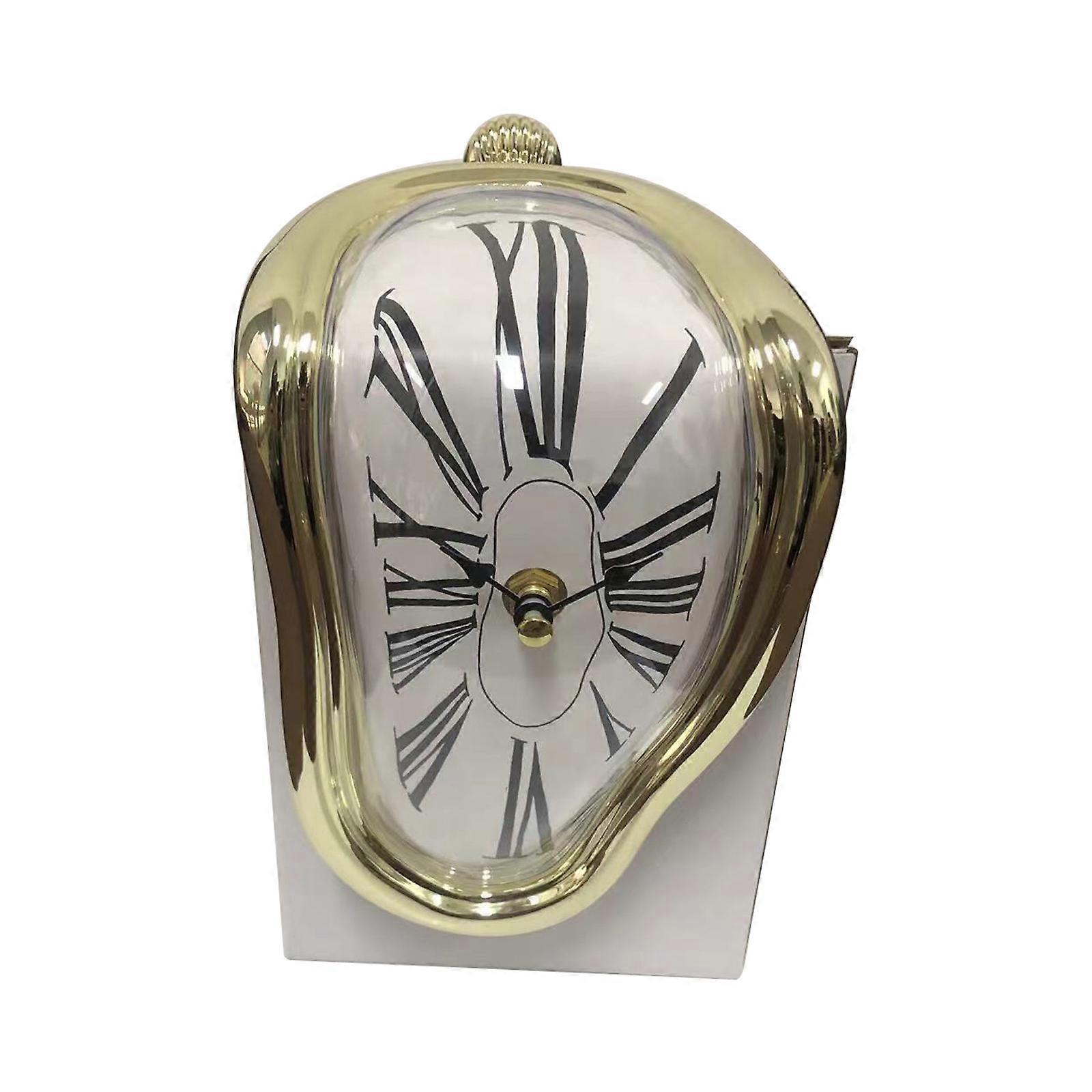 Melting Illusion Clock Surrealism Desk Table Decors Quiet Quartzs Movement Twisted Clock for Home and Office Artistic