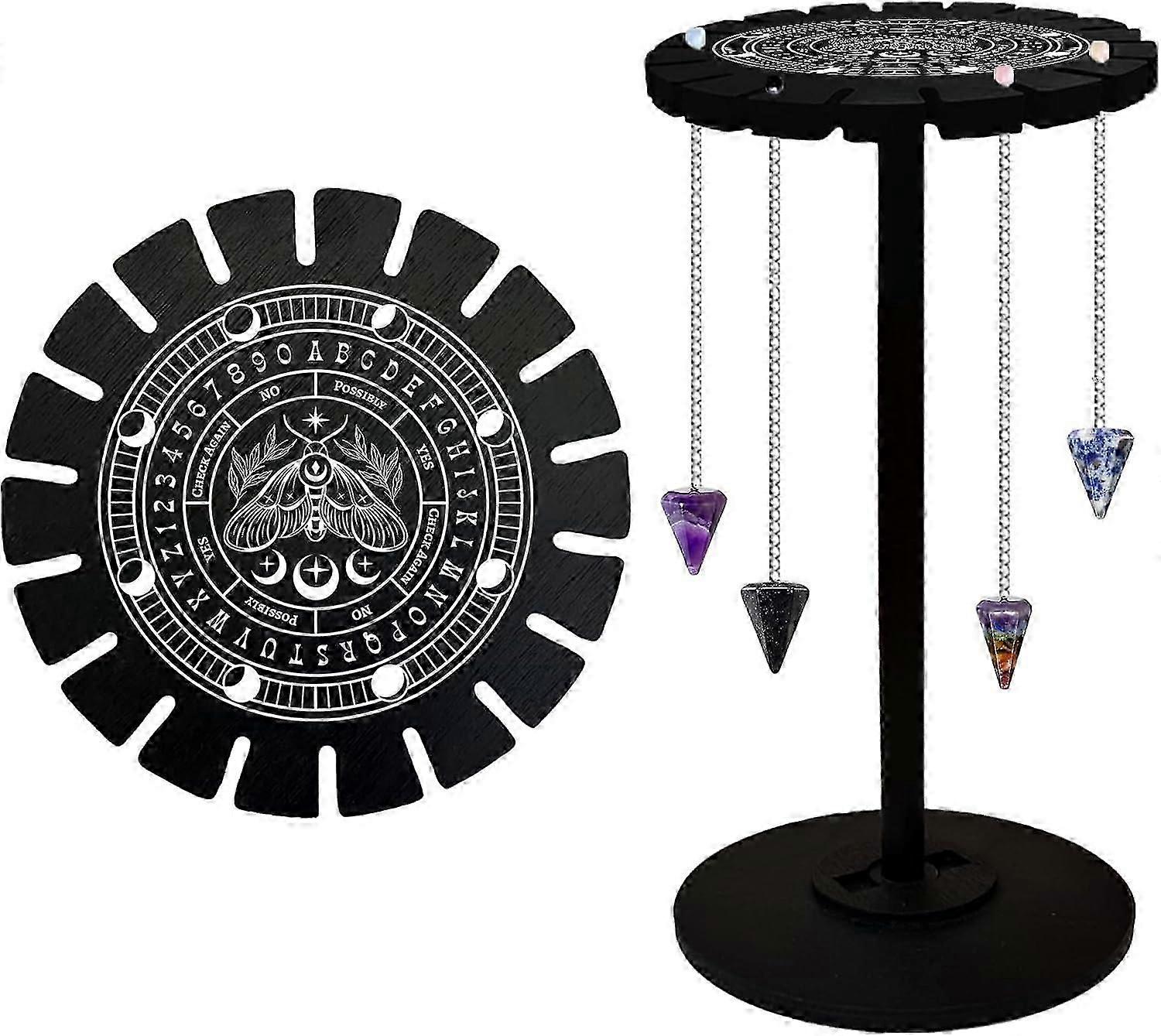 Pendulum Stand Moth Crystal Display Shelf Wooden Pendulum Holder Rack Black Pendulum Display Stand Witch Stuff for Crystals Stones Necklaces Accessori