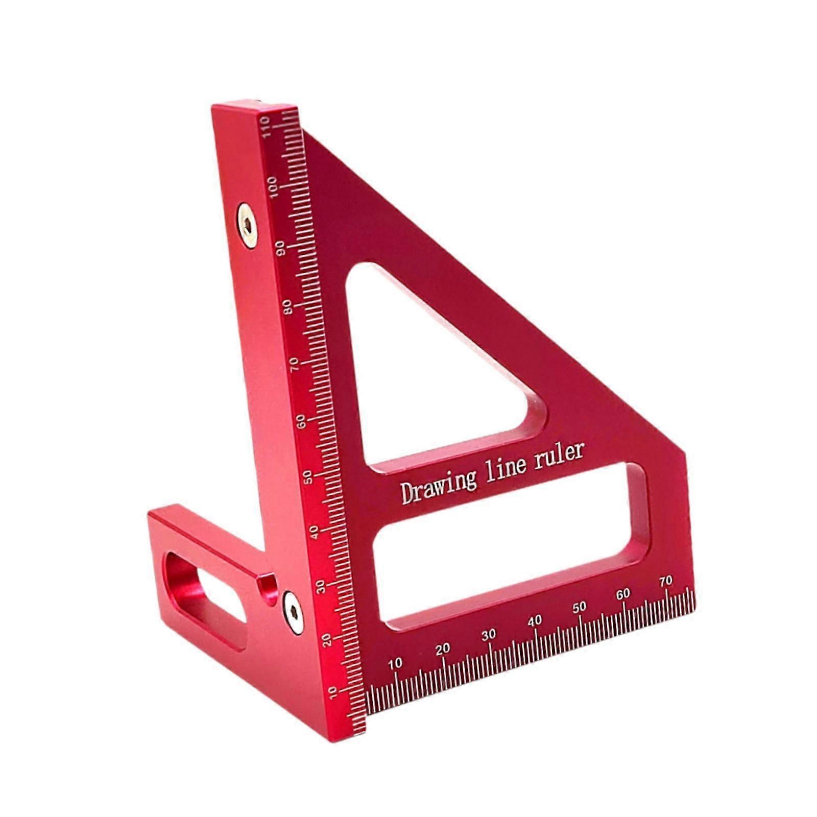 Multi Angle Measuring Ruler Triangle Ruler for Crafting Home Use Woodworking 8.5x7.9x11.2cm Metric Red