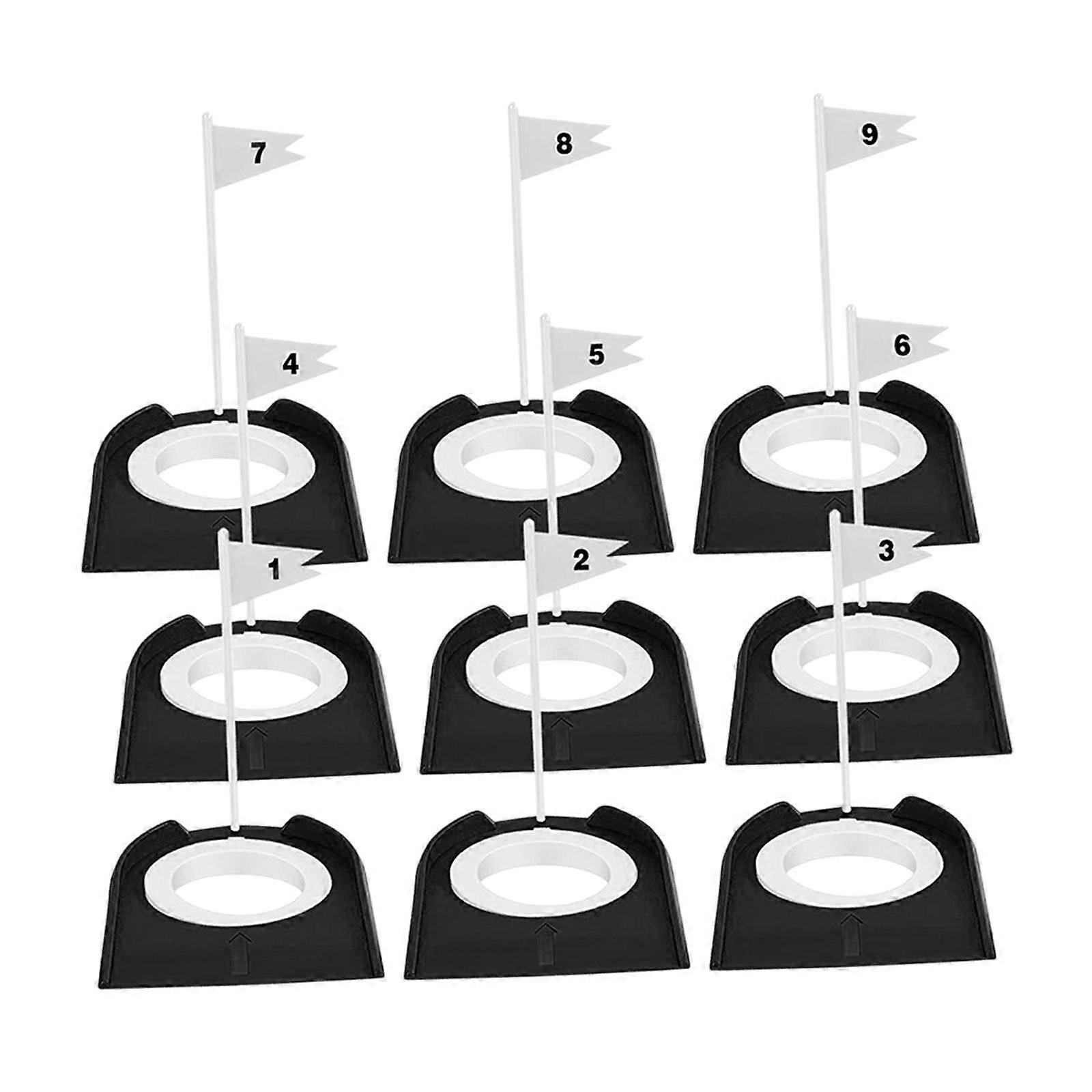 9db golf dobó csésze beltéri hordozható vonatsegédlet w / zászlóudvar kültéri lyuk fekete