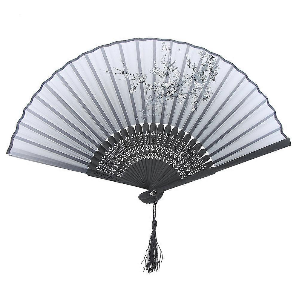 Folding Bamboo Hand Fan with Tassels for Summer Cooling, Portable Decorative Prop, Lightweight Gift Accessory