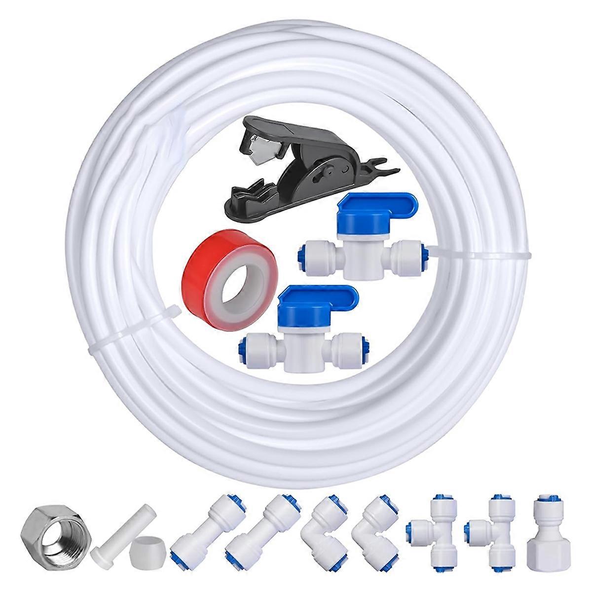 32.8ft Refrigerator Water Line Kit ,1/4inch OD Water Line Kit for Fridge Icemaker Reverse Osmosis System Water Filter