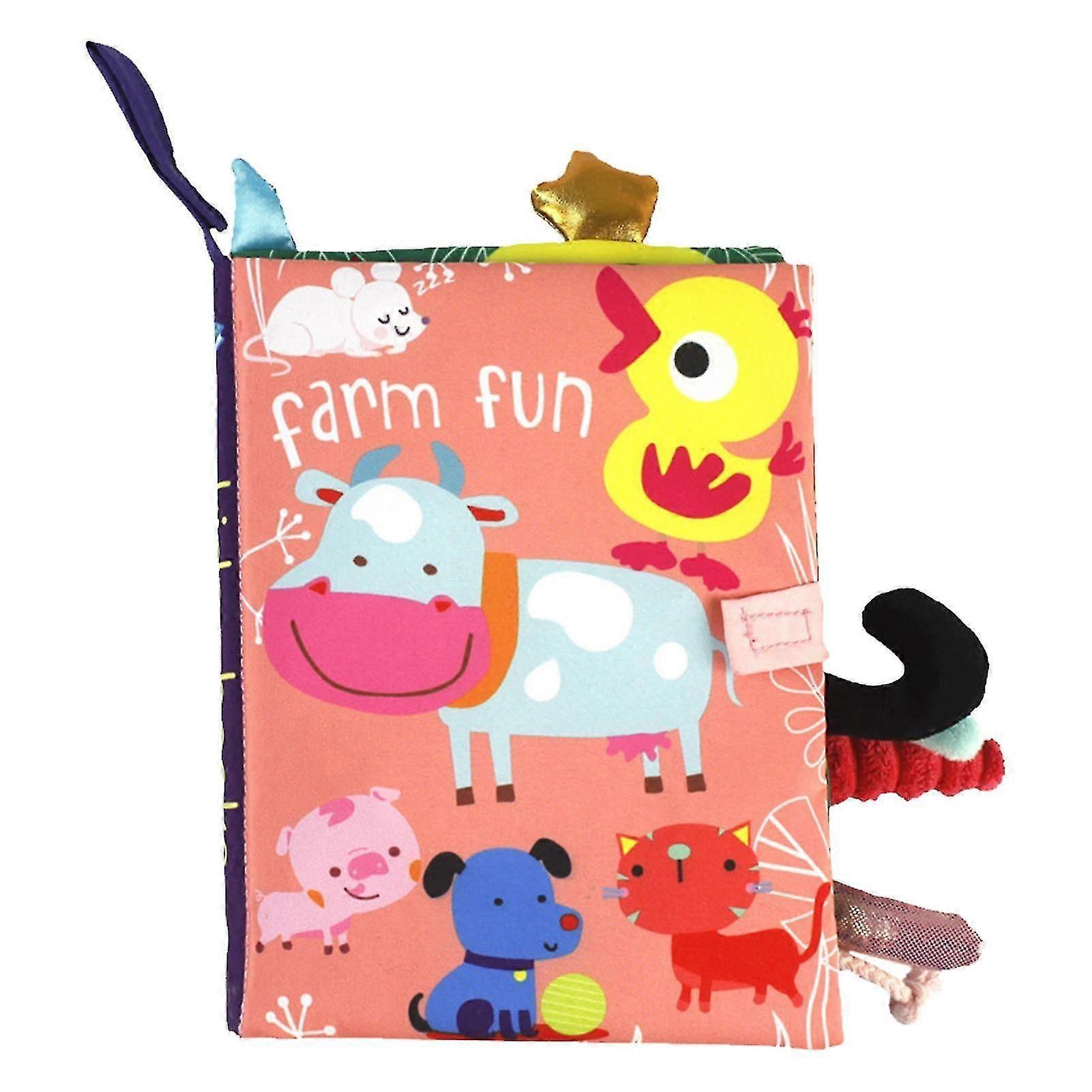 Baby Soft Cloth Book 4 Pages Bright Color Vivid Pattern Educational Skill Development Crinkle Cloth Book