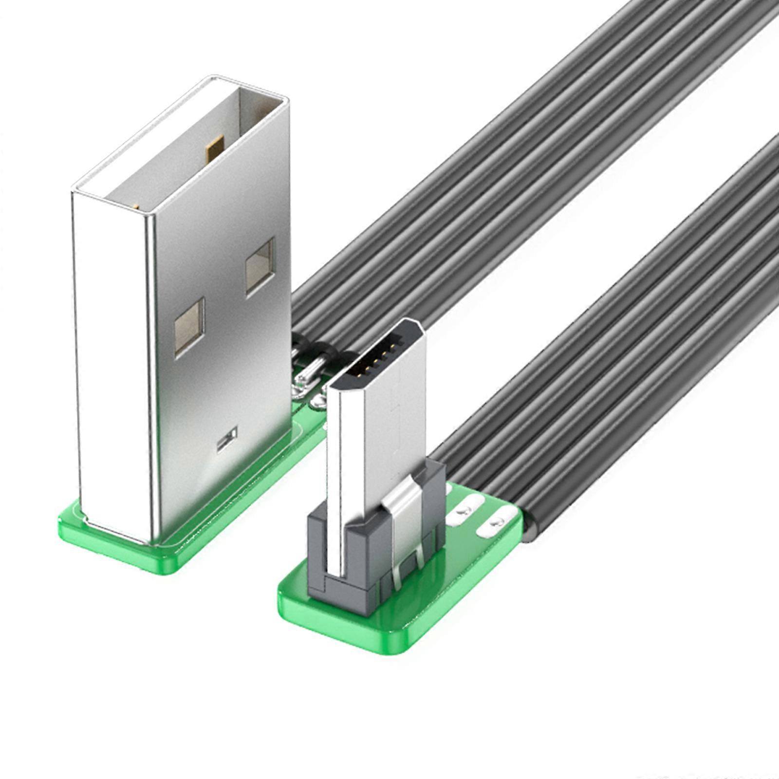 Flexible Silicone Flat Microed USB Cable with 90 Degree Connector for Easy Use in Compact Areas For Various Gadgets