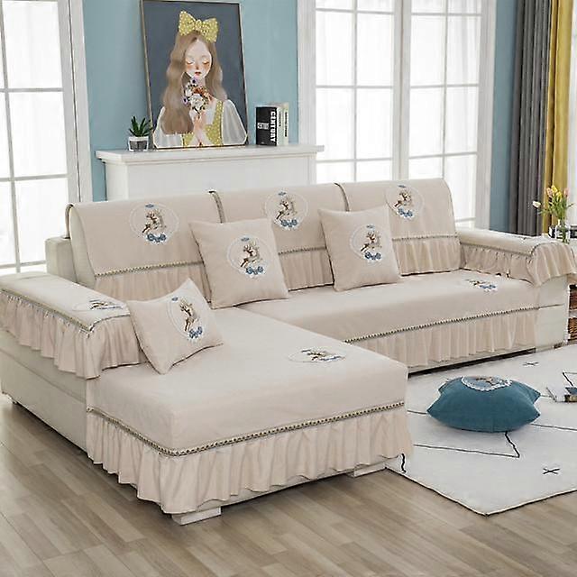 Jacquard Sofa Cushion Thickened Non -Slip Skirt Sofa Cover Four Seasons Universal Living Room Sofa Protection Backrest