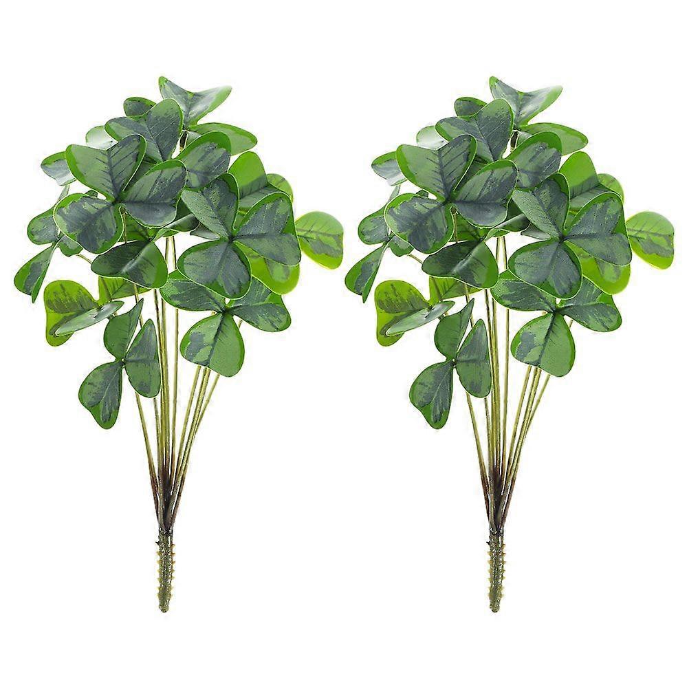 2 Bunch of Artificial Green Plants Branch Artificial Shamrock Faux Shamrock Vase Ornament