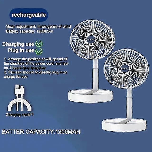 Powered Hand Fans Desktop Foldable Retractable Small Fan Mini Portable Charging USB Home Low Noise High Duration Standby Mini Electric Fan