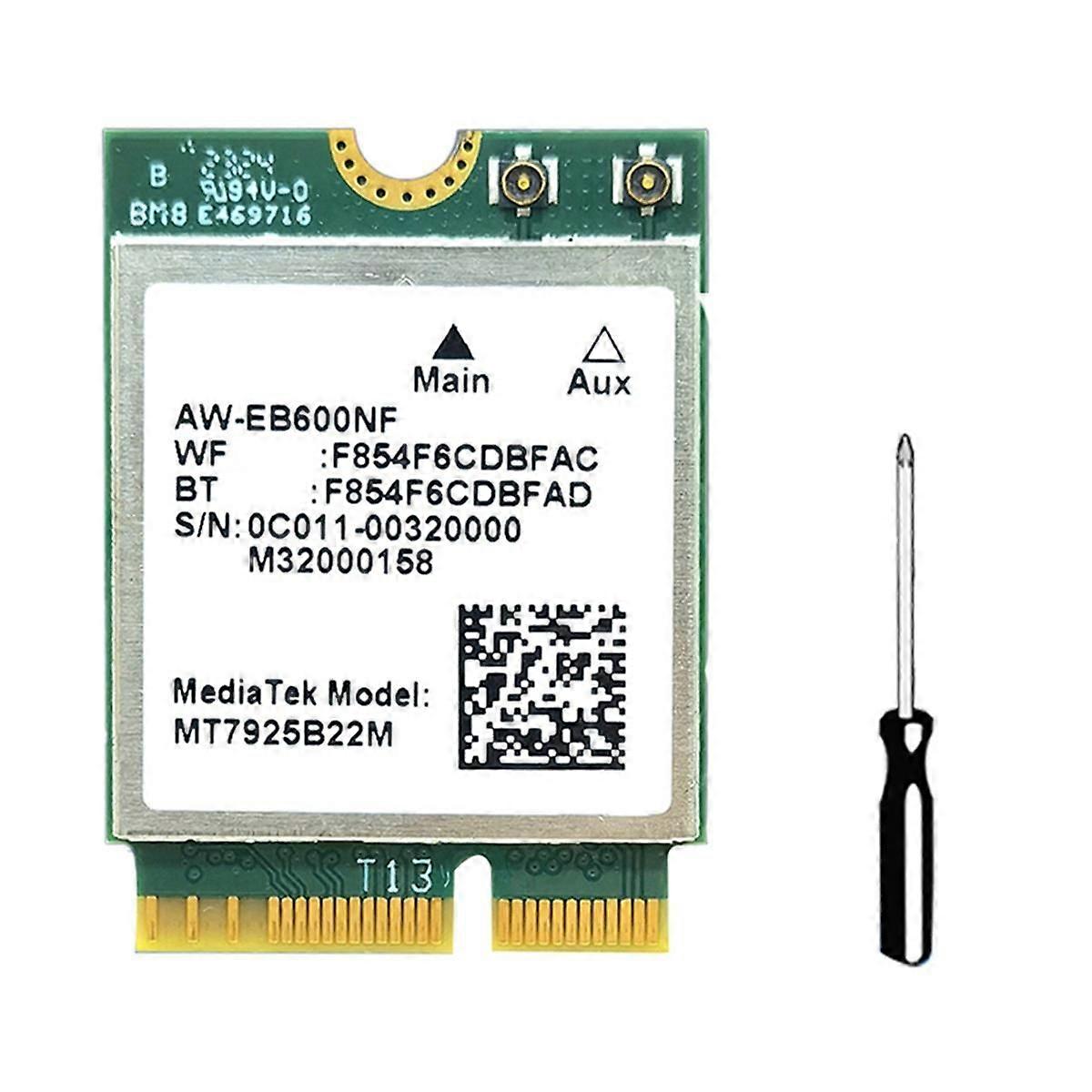 Carte WiFi MT7925 5400 Mbps M.2 triple bande 2,4 GHz/5 GHz/6 GHz Bluetooth 5.3, adaptateur pour Windows 10/11/Linux
