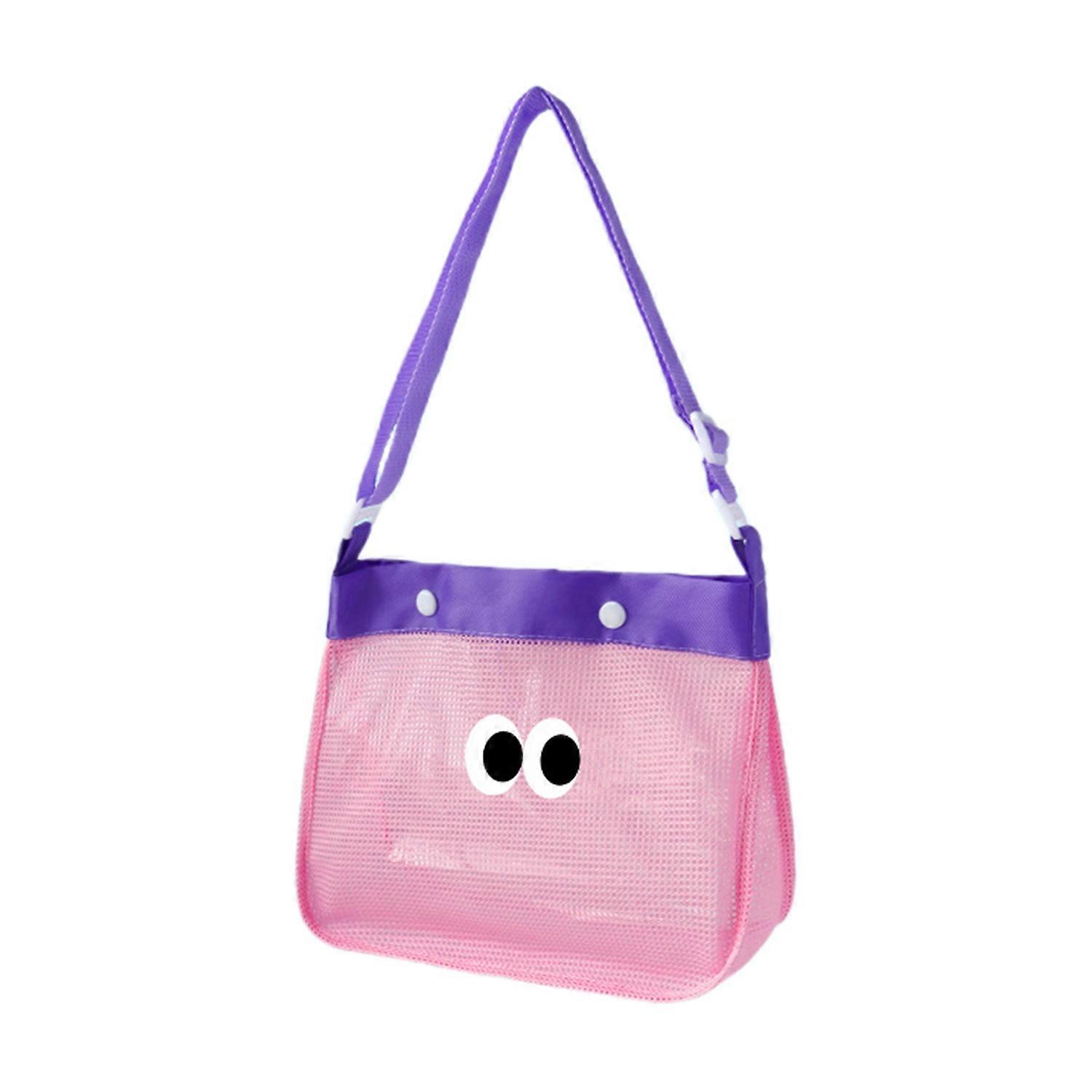 Colorful Mesh Beach Bag with Zipper Large Capacity Sea Shell Bag Beach Toys Storage Bag with