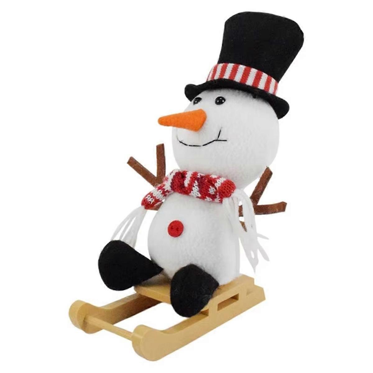 SnowmanToy Cartoon MiniatureSnowman on Sled Doll Soft Christmas Toy