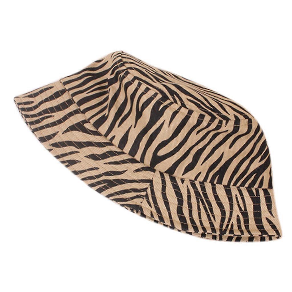 Kleinkind Kinder Sonnencreme Fischerhut Leopard Zebra Print Faltbare Fischermütze Vertikal Kaffee