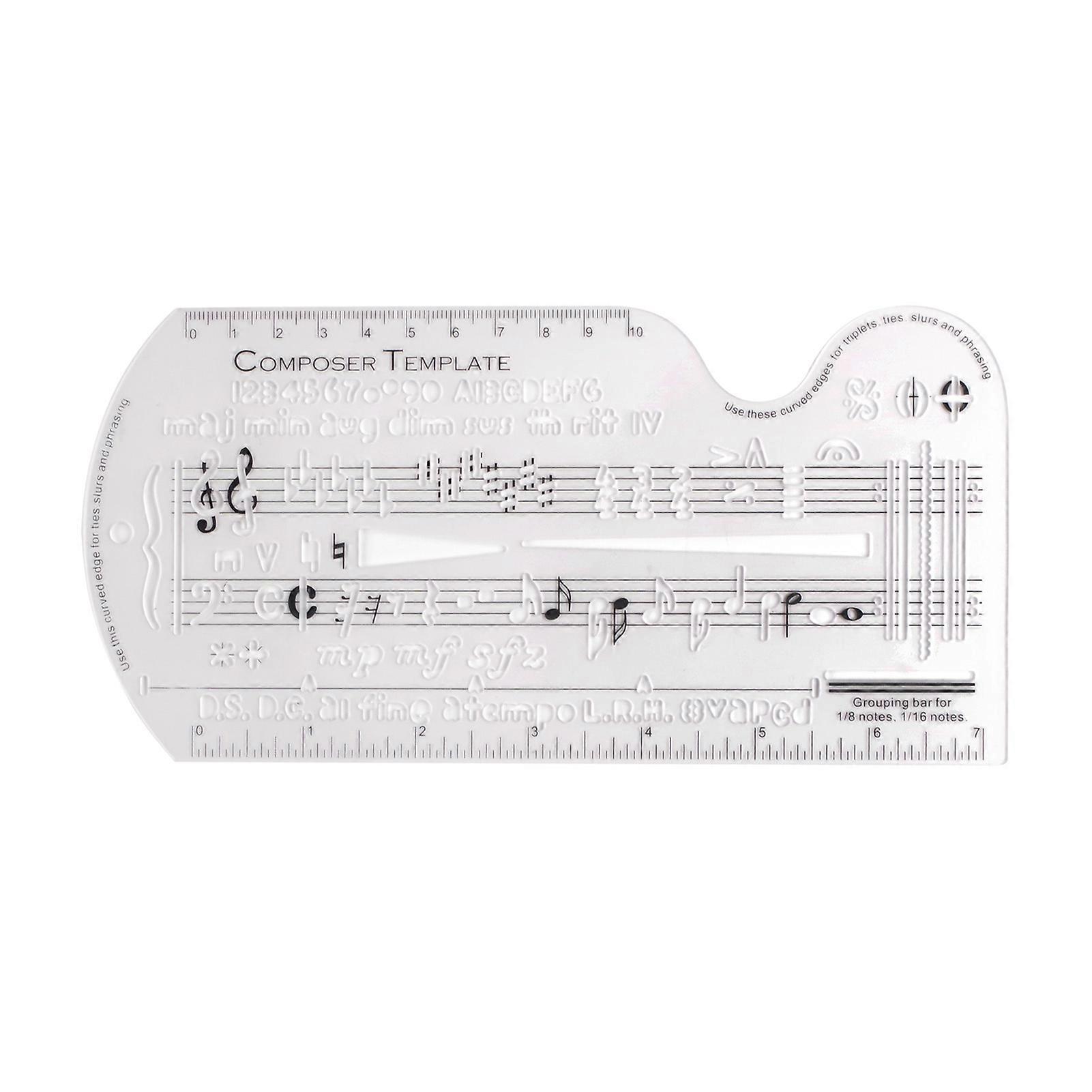 Composer Template Sheet Music Drawing Sheet Ruler Dual Scales Curve Ruler PP Transparent Silk Screen Printing Music Symbol Manuscript Tool Ruler for 