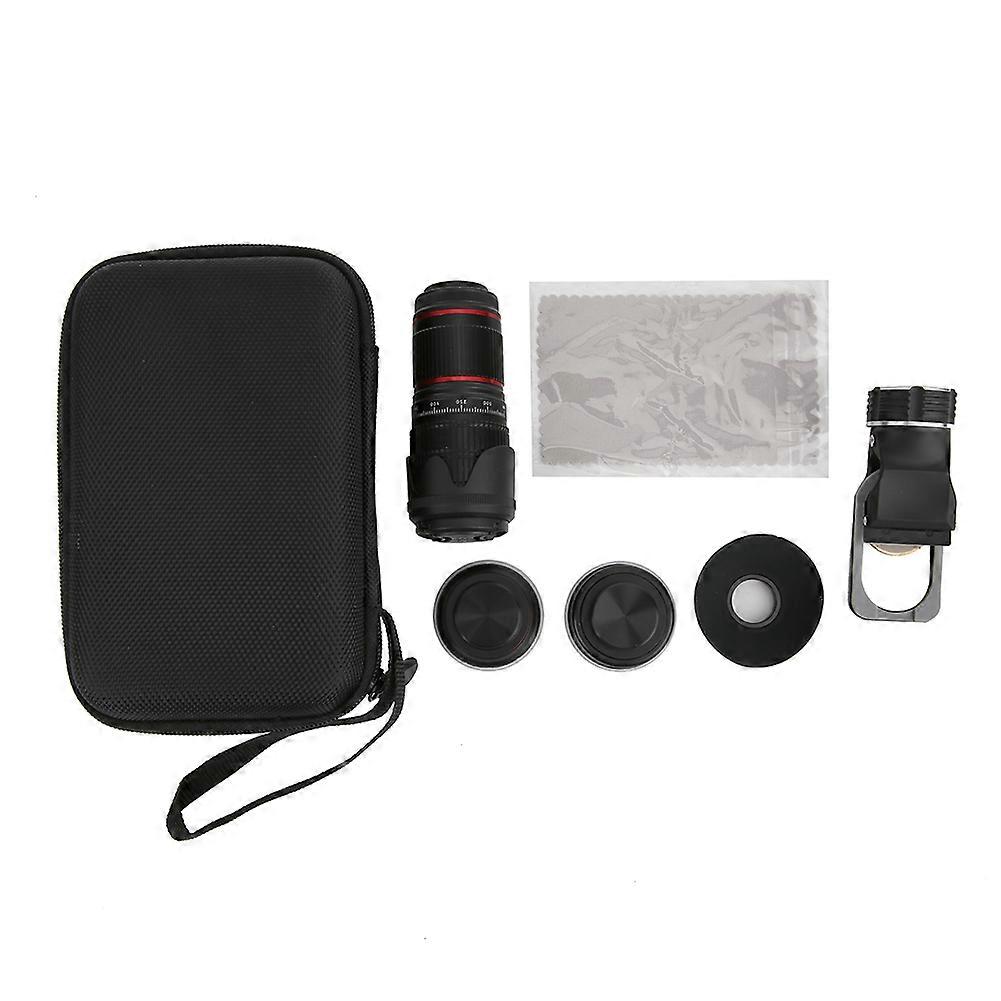 5 in 1 Lens Kit 12.8X Mobile Phone Telephoto Lens Wide Angle Fisheye Macro Lens for Game Watching Scenery Concert