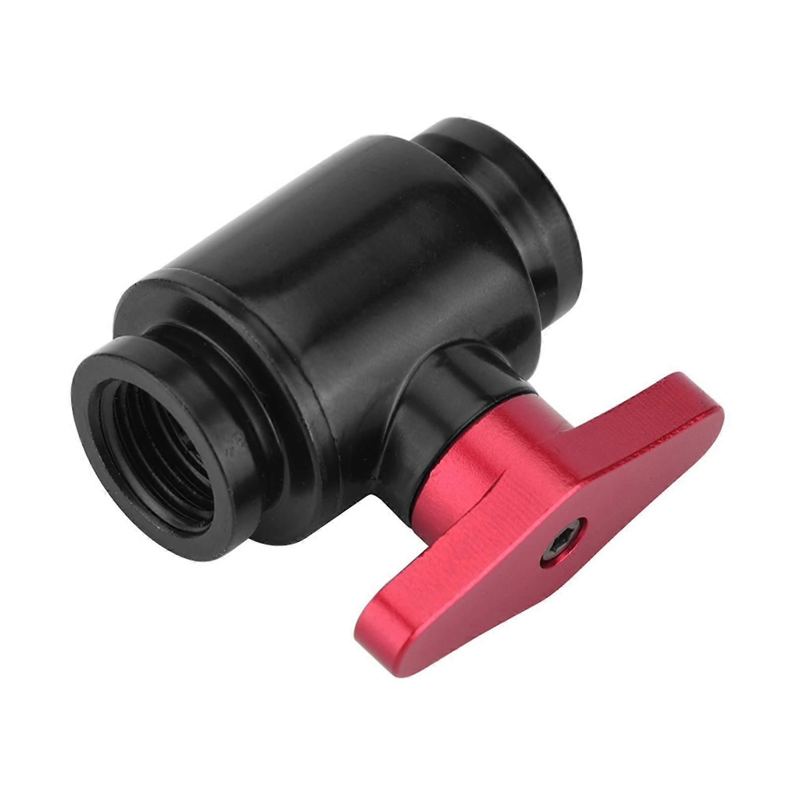 G1/4 Internal Thread Black Water Ball Valve for Computer Water Cooling System Red Handle