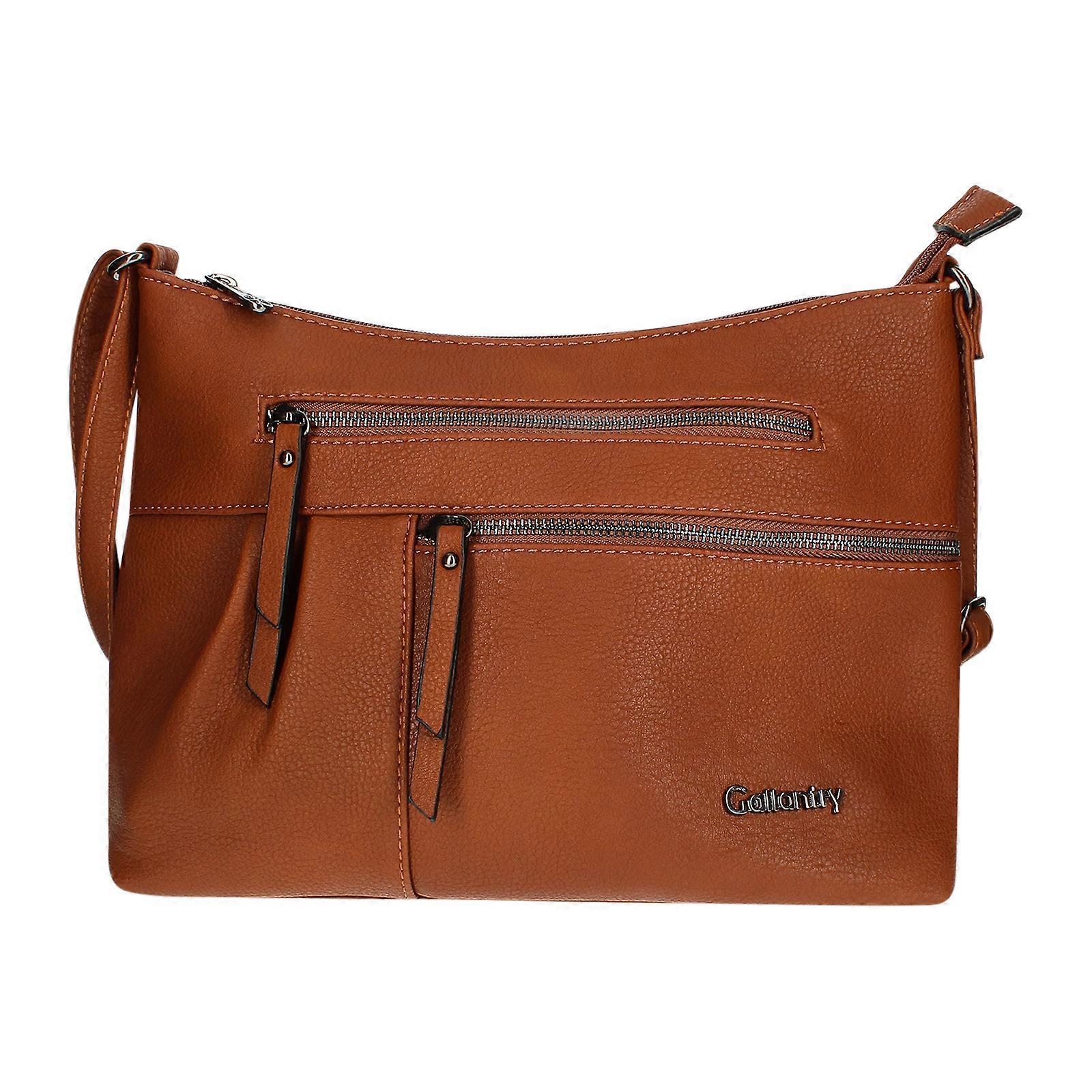 Shoulder bag with multiple zippered compartments