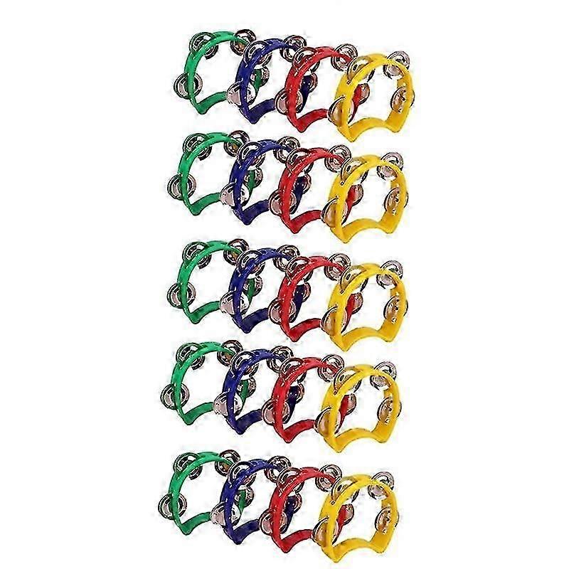 20Pcs Plastic Tambourine Musical Instruments, Mini Handheld Tambourines,Percussion Rhythm Party Mus
