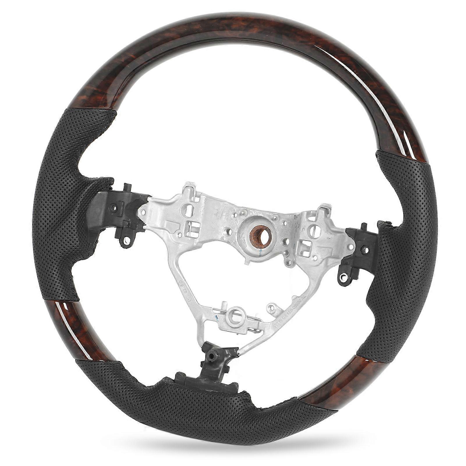 Hydro‑Dip Steering Wheel Perforated Leather for Highlander XU50 Harrier XU60 2014 to 2019 Wood Grain