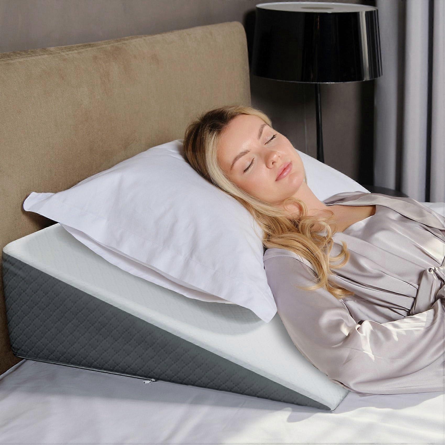 Bed Wall Cushion Memory Foam Pillow for Sleep Apnea, Acid Reflux Relief, Stylish Jacquard Design, 30x20 Inches