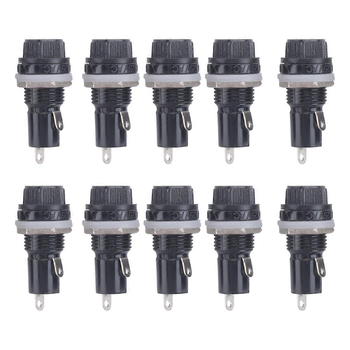 10Pcs 10A AC 250V 5mm x 20mm Panel Mounted Plastic Fuse Holder Socket