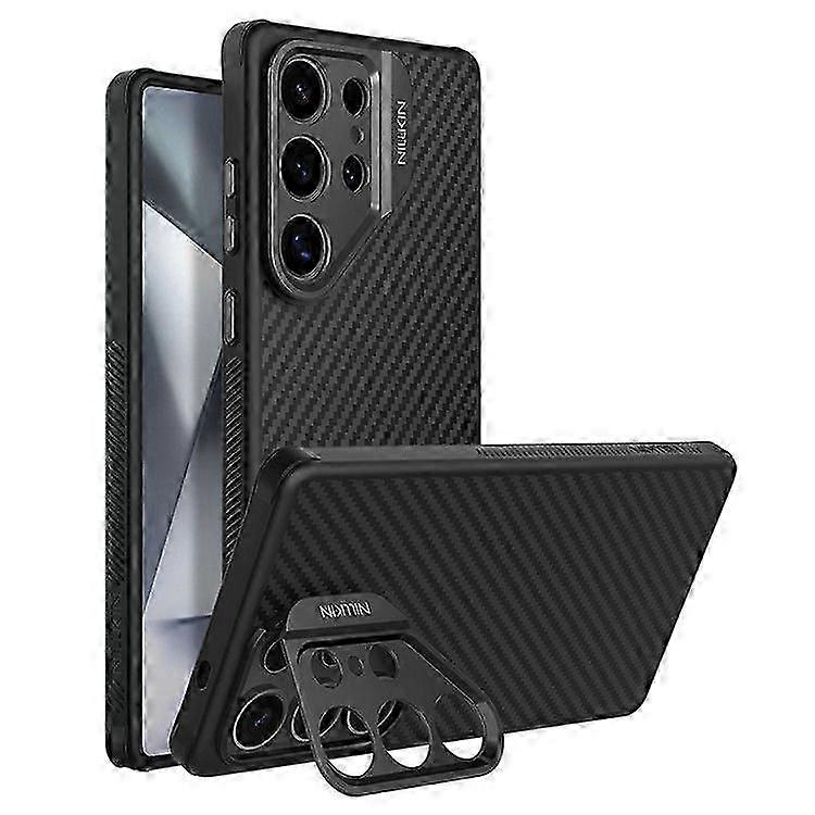 TPU + Aramid Fiber Lens Kickstand Phone Case For Samsung Galaxy S25 Ultra, Compatible with MagSafe Precision Cutout