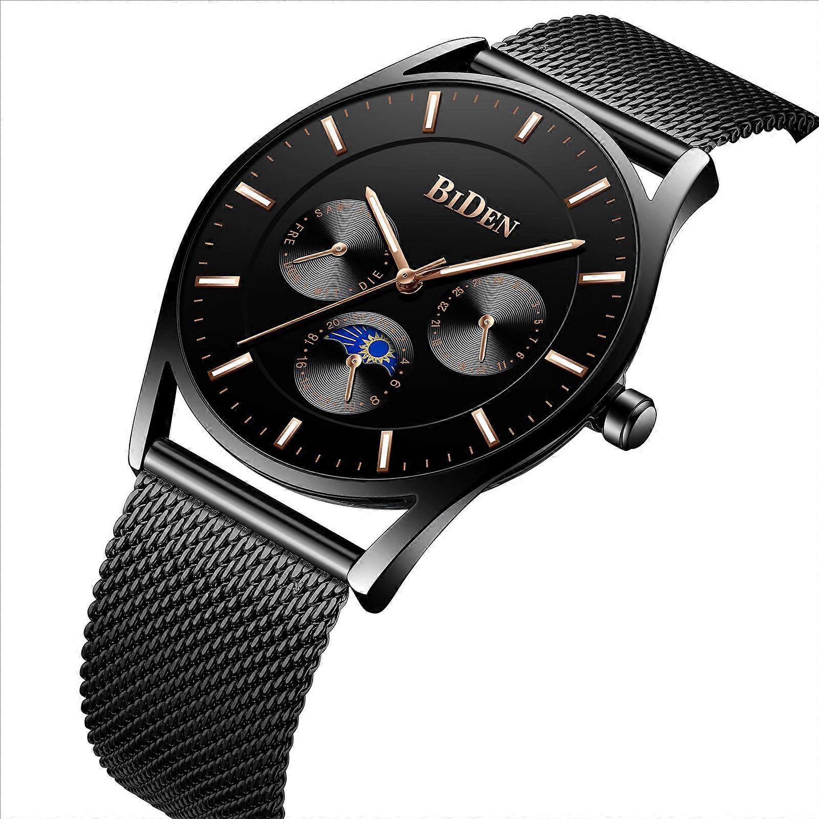 BIDEN Men's Ultra-Thin Chronograph Watch - Waterproof with Date & Sub-Seconds Display