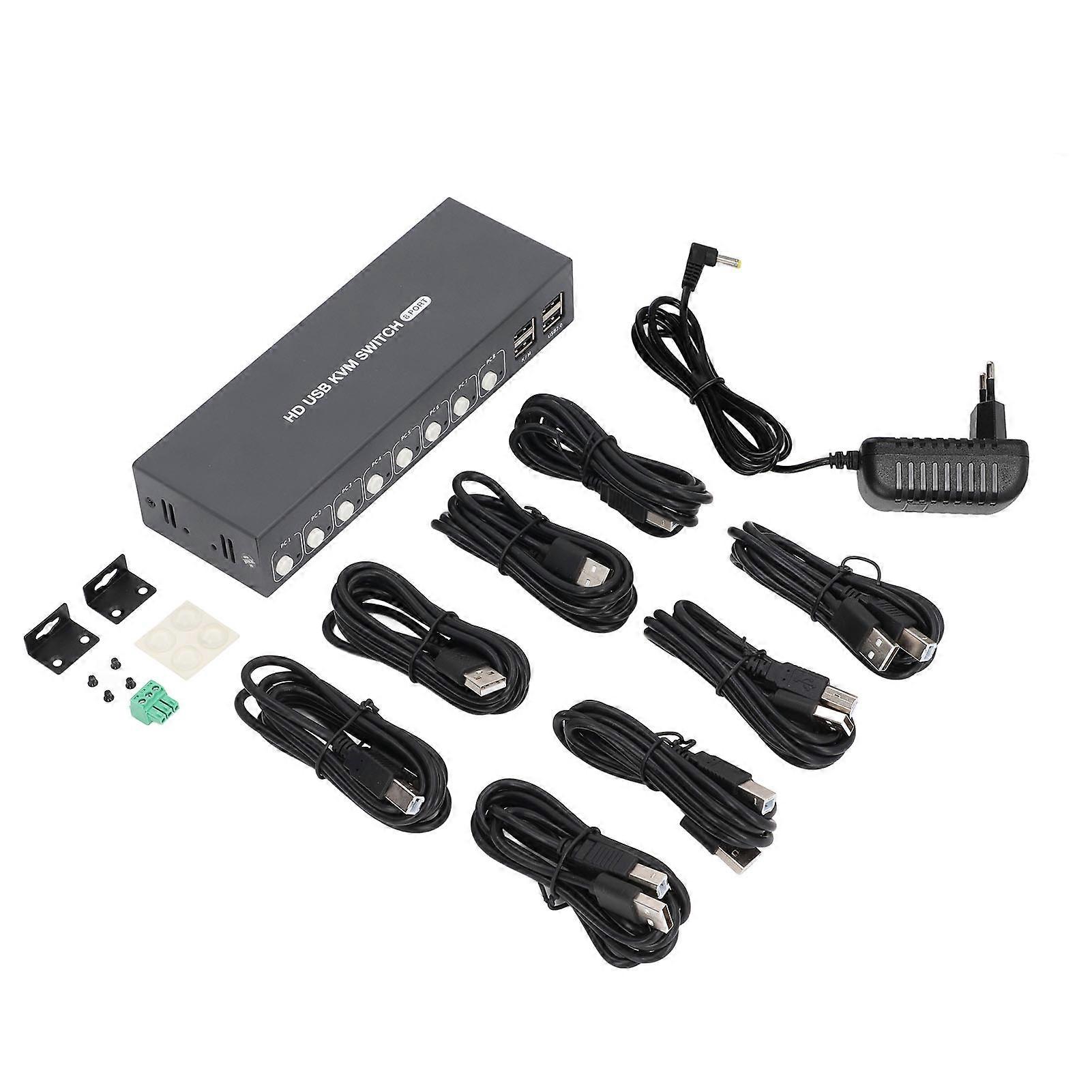 4K 30Hz HD Multimedia Interface 8 Port HD KVM Switch for 8 Computers Share 1 HD Display and 4 USB Devices 100‑240V