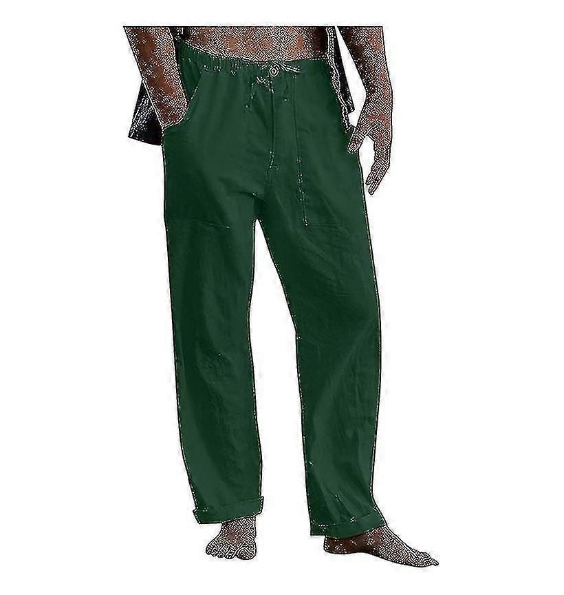 Men"s Linen Pants Casual Loose Pants Drawstring Elastic Waist Sweatpants