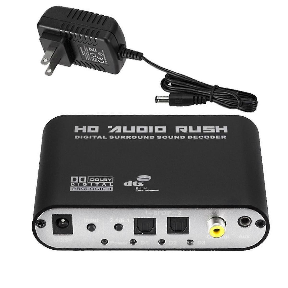 Digital to Analog 5.1 Audio Decoder Amplifier SPDIF Coaxial to RCAAC3 Optical Digital Amplifier Analog Converter US Plug