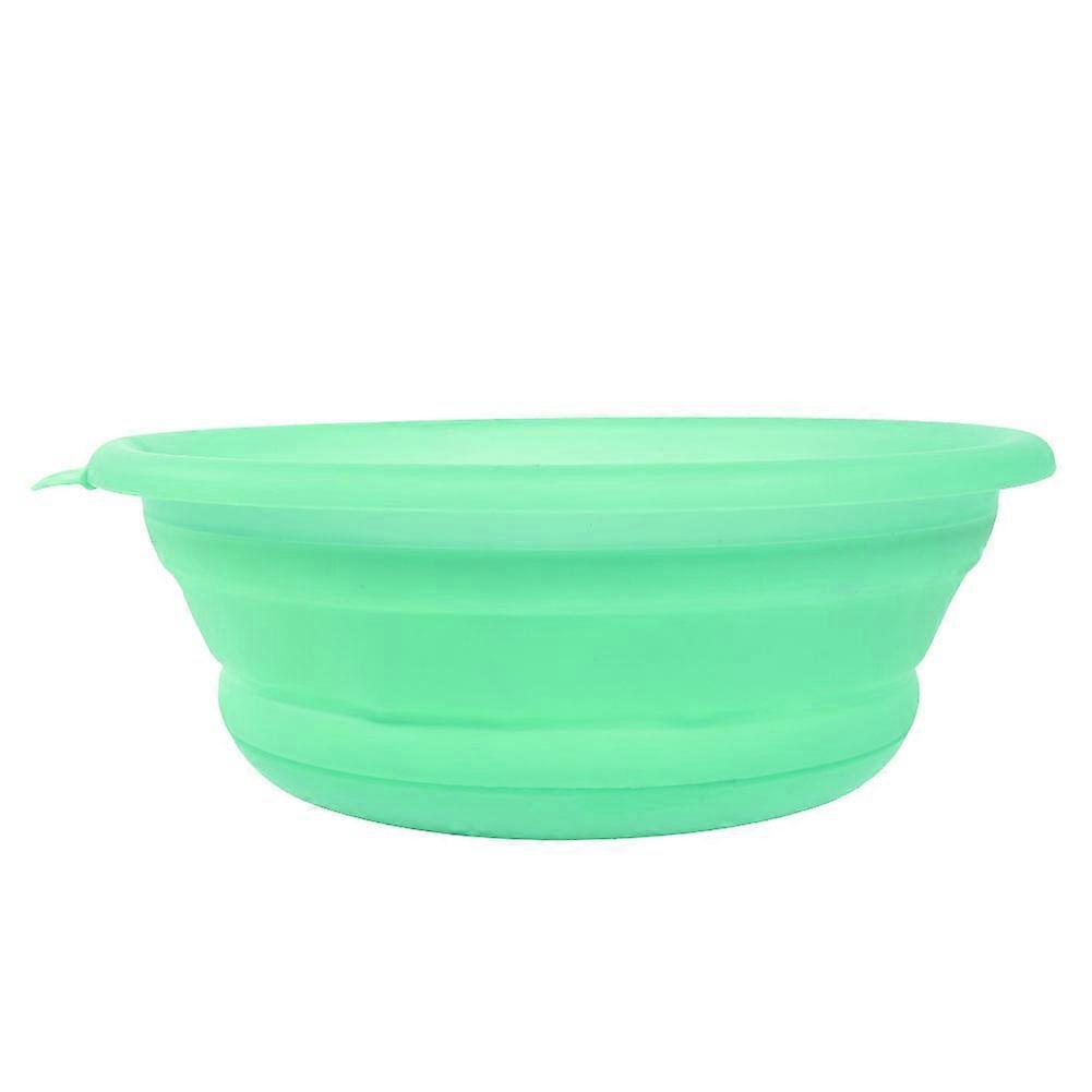 Silicone Portable Camping Large Folding  Basin Collapsible Pot with Hole(green M)