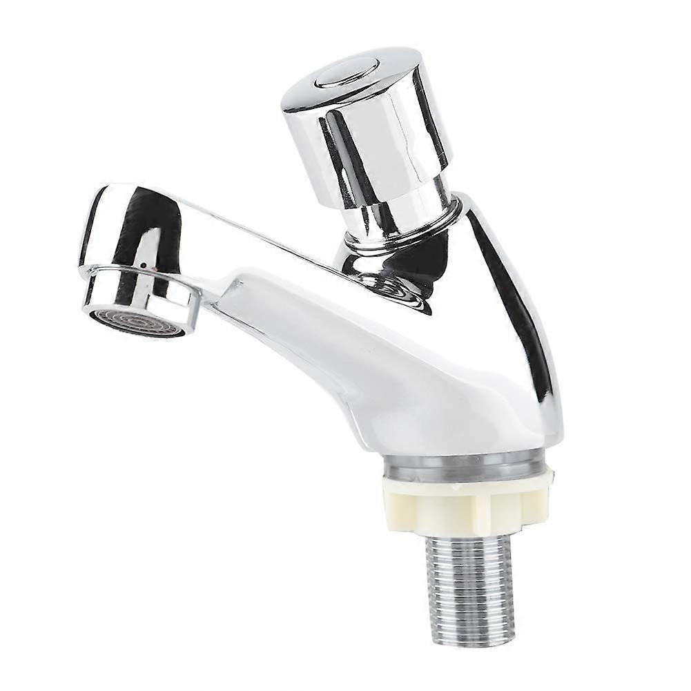 Chrome Plated Self Closing Water-Saving Tap with Time Delay for Kitchen Sink and Bathroom Basin, Suitable for Public Toilets