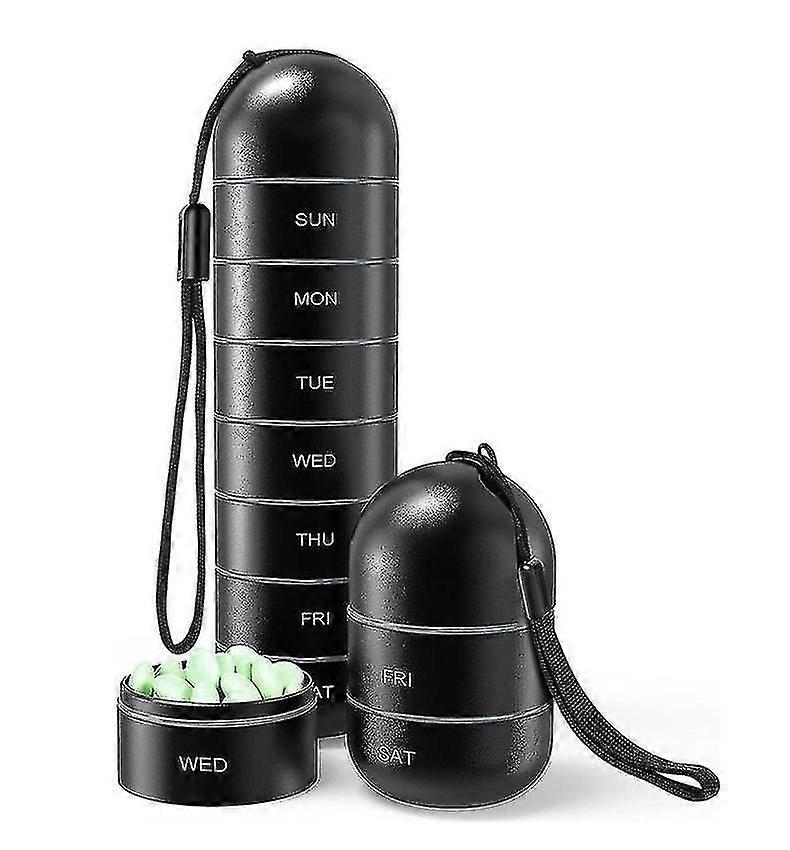 Metal Moisture Proof Weekly Pill Organizer, Stackable Aluminum Alloy Travel 7 Day 1 Pc