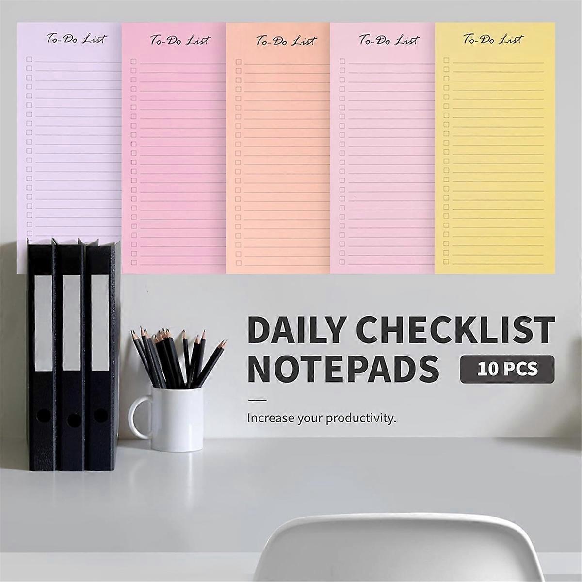 10PCS to Do List Sticky Notes,8.5x3.7Inch, 500 Sheets,Assorted Colors