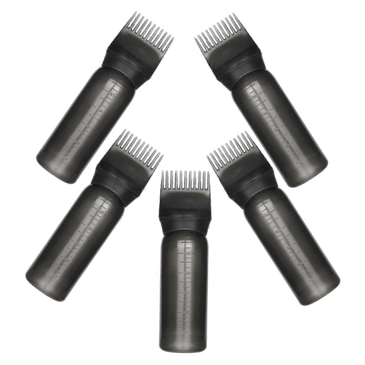 5pcs Black 160ml Hair Dye Applicator Bottles Comb for Precise Application in