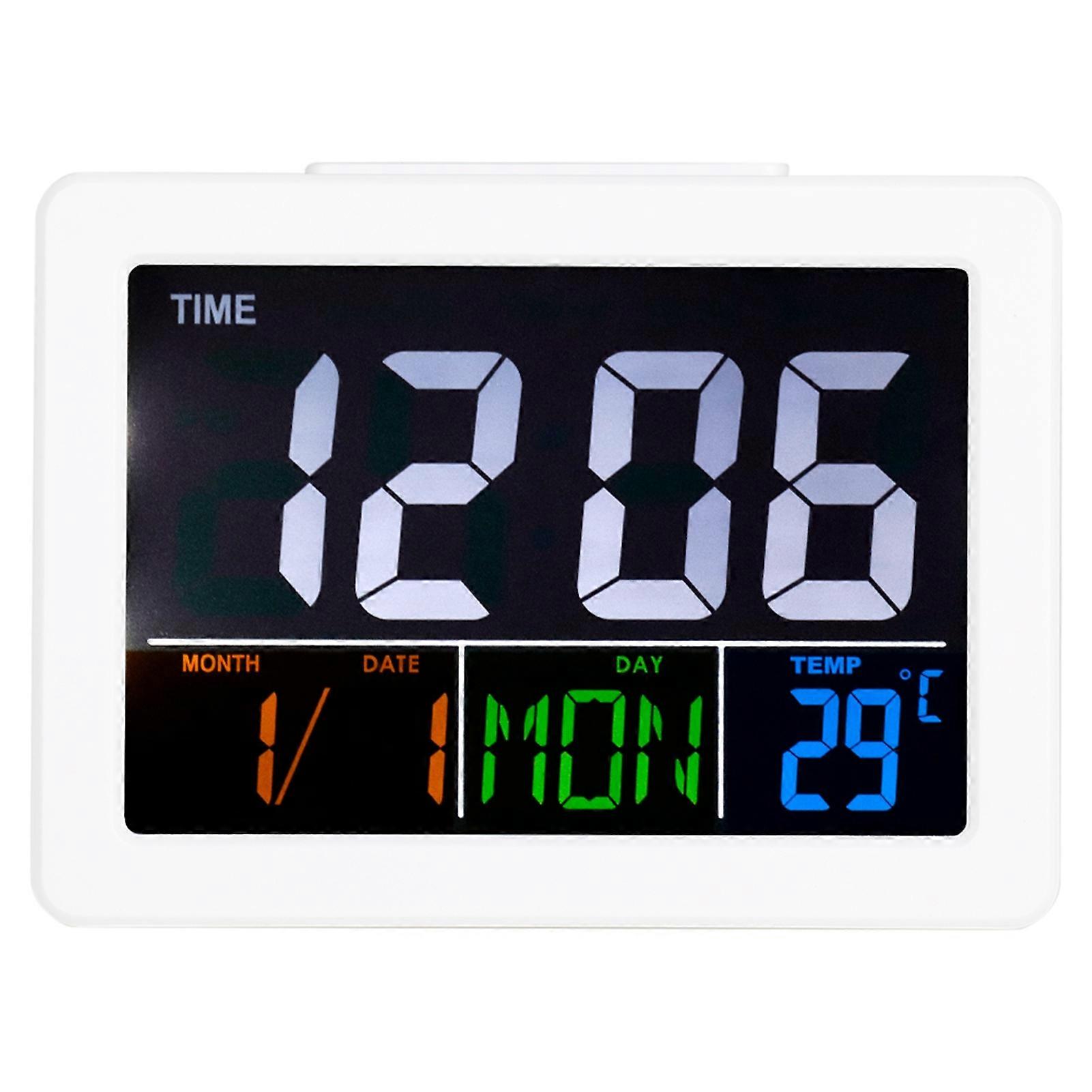 MAGT Electronic Clock, LCD Digital Alarm Clock Student Large Screen Time Temperature Display