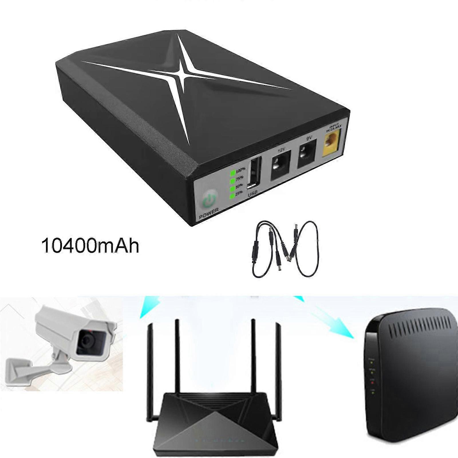 Universal 10400mAh UPS Battery Backup Uninterruptible Power Supply USB 5V2A 5.5x2.5mm 9V/12V1A for Camera Phone Tablet Multicolor