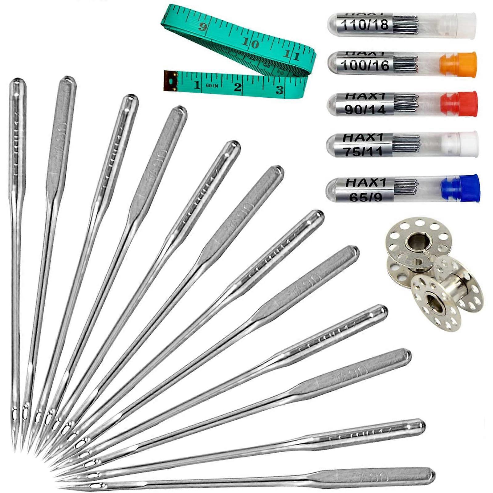Sewing Machine Needles with Storage Tube Thread Roller Roll Ruler Kit Multicolor