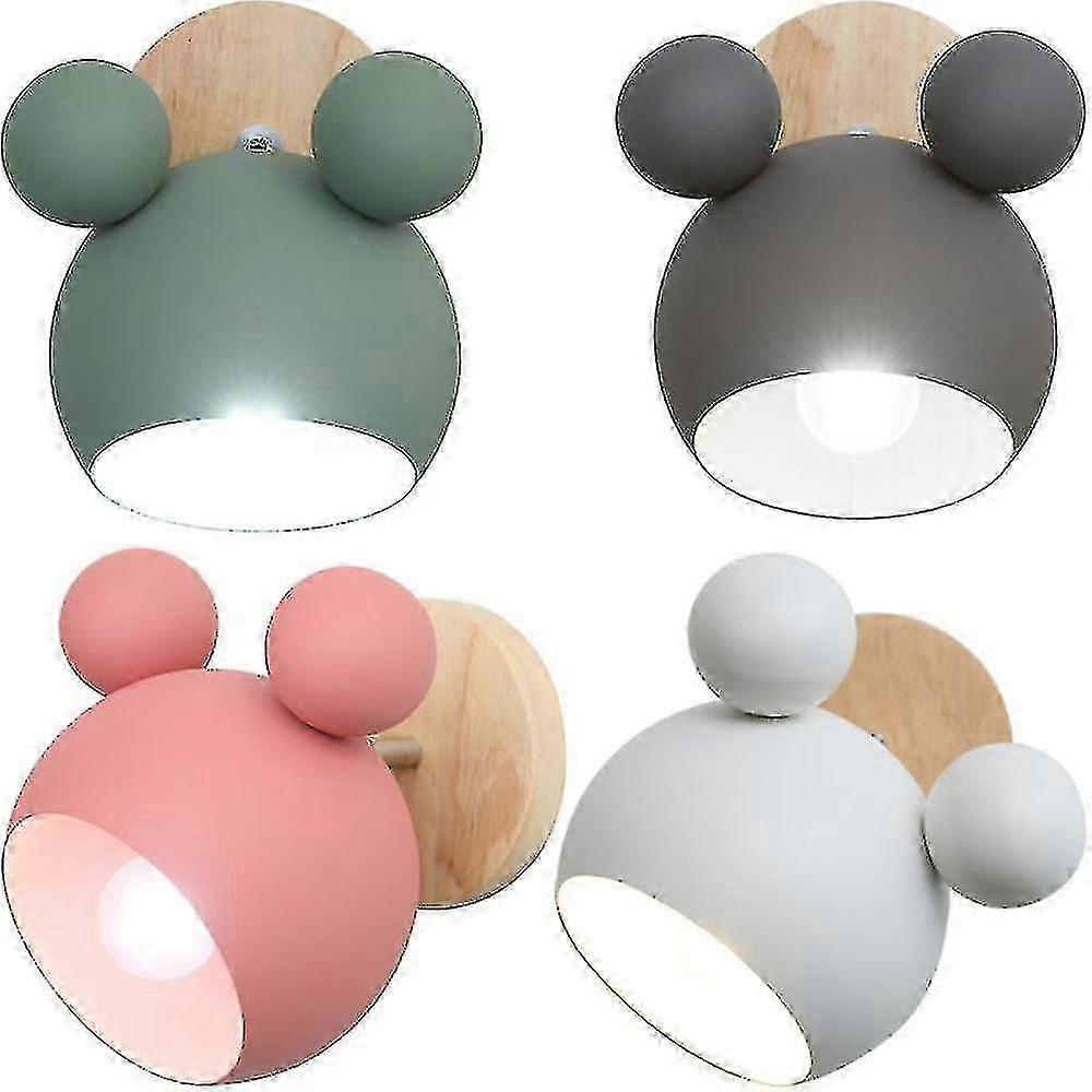 Nordic Wooden Bear Wall Light Cute Bedside Reading Lamp