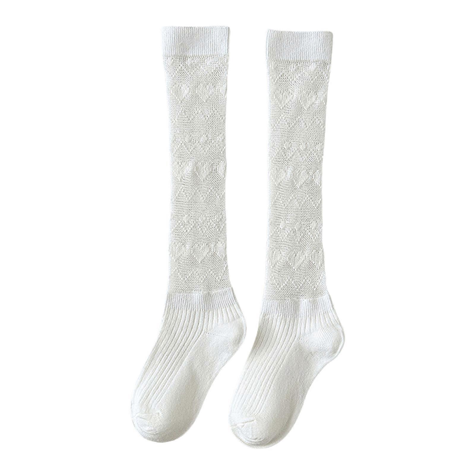 Breathable Cotton Under Knee Socks for Girls Soft & Comfortable Mesh Design Calf Length Socks for Daily Comfortable Use Love XL
