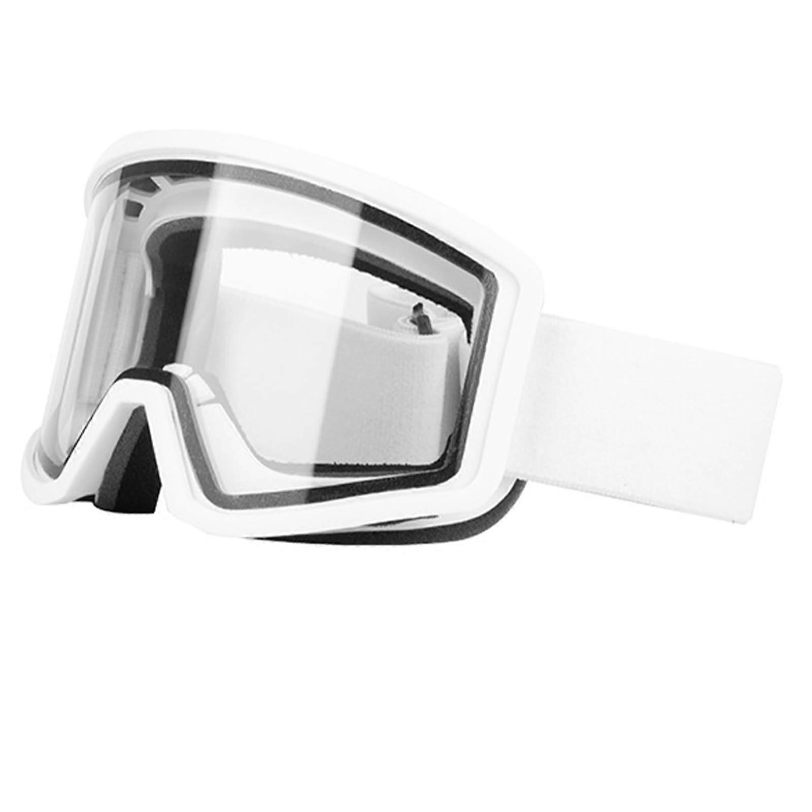 Plain Ski Goggles Anti Fog For Skiing Snowboarding Cycling Motorcycle Unisex White And Transparent