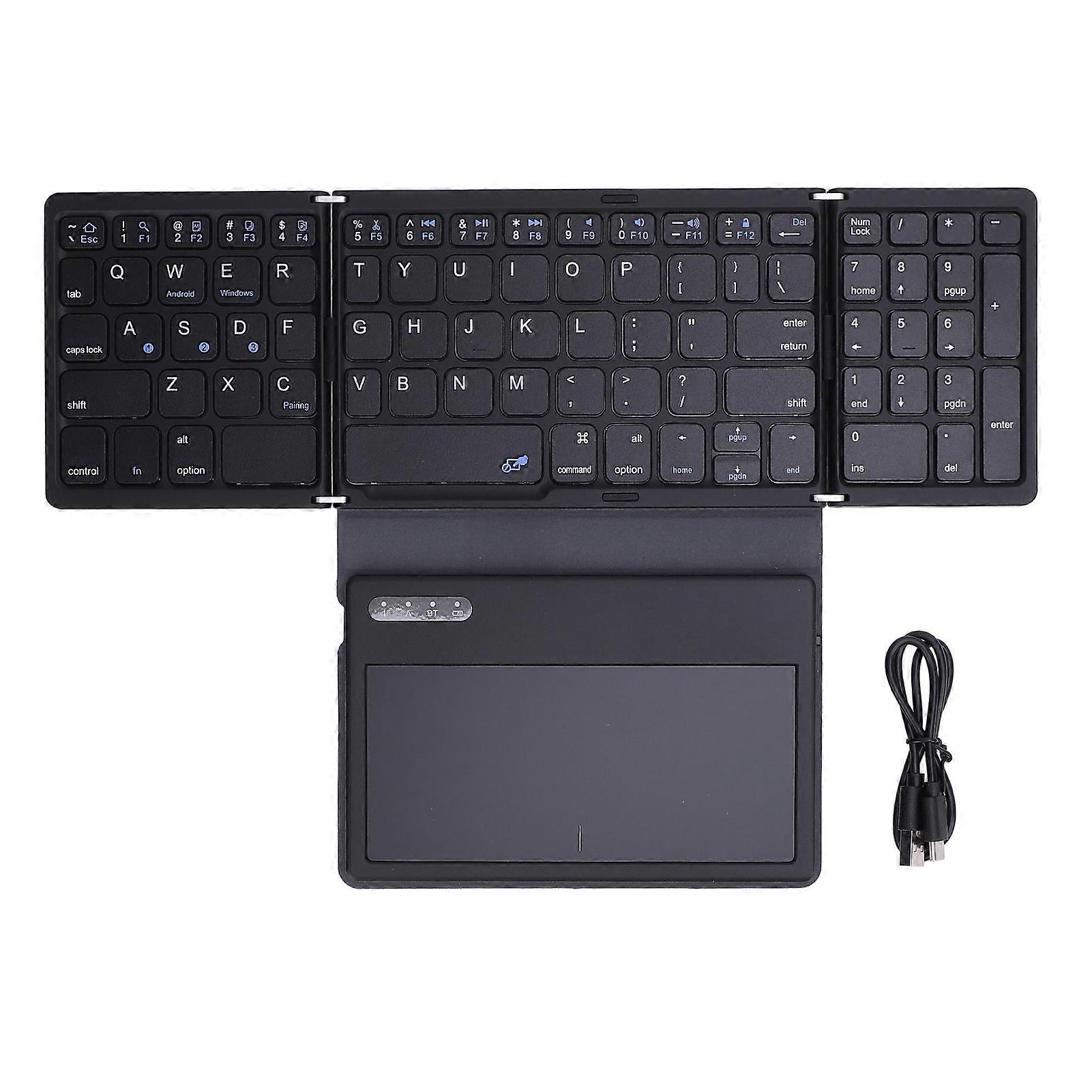 81 Keys Wireless Bluetooth Keyboard with Touchpad, Tri-Folding Portable Design for Devices