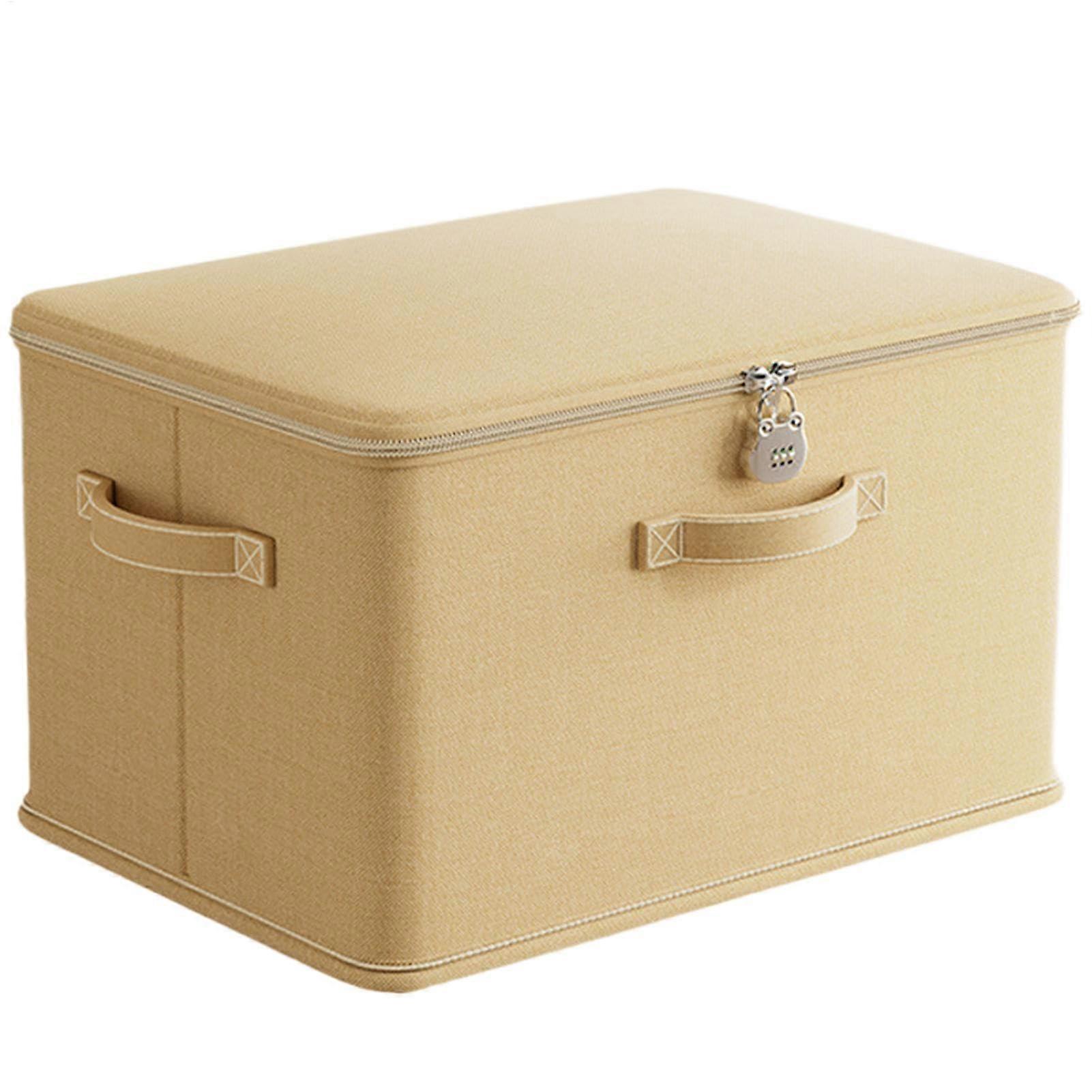 Large Storage Box With Lock, Lockable Stackable Odour-Proof Container, Cream-Coloured Model K, With Handle