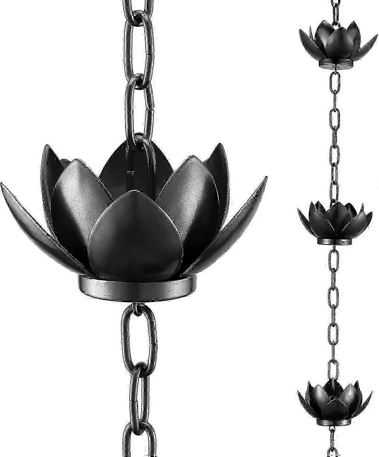 2025 Rain Chain, Lotus Rain Catcher Chain for Gutters Outside with Adapter, Rain Chain Cups to Replace Gutter Downspout, Lotus Rain Chain Divert Water
