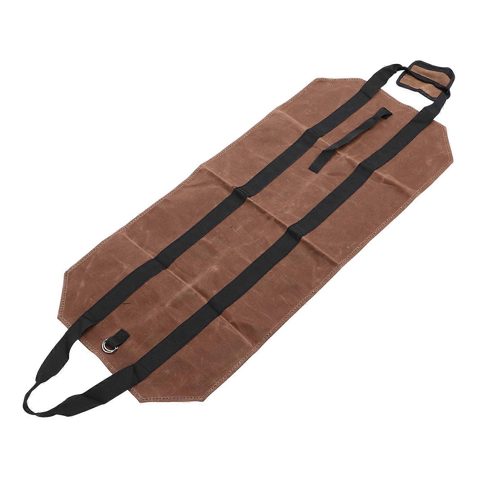 Firewood storage bag with large capacity, Tearresistant canvas for camping (Coffee)