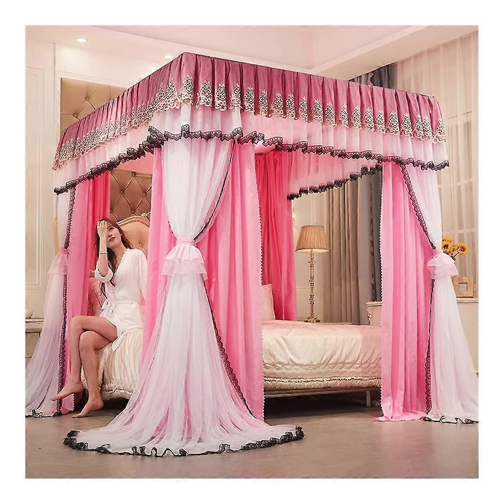 Blackout curtain for 2M bed, 4pole canopy Blackout dustproof (Style 10, 2x2.2x2M)